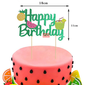 Happy Birthday Cake Topper Carmelon Fruit Anniversair Mariage Decor Flag Party DIY Baking Supplies Cupcake Toppers Baby Shower