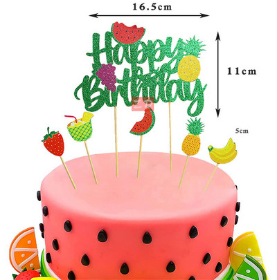 Sretan rođendan Poklopac za tortu Lubenica Voće Anniversair Mariage Decor Zastavica Party DIY pribor za pečenje Poklopci za kolače Baby Shower