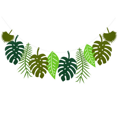Tropu palmu lapas Garland Havaju Luau ballītes filcs reklāmkarogs Vasaras kāzu džungļu safari dzimšanas dienas ballīšu dekorēšanas piederumi