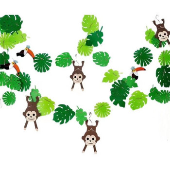 Ζούγκλα Σαφάρι Ζώο Θέμα Ουρακοτάγκος Δρυοκολάπτης Πανό Τροπικό φυτό Φύλλο Χελώνας Πανό Χαρούμενα γενέθλια Χαβάη Διακοσμητικά πάρτι