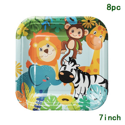 Džungļu safari Dzīvnieku tēma Orangutāns Dzenis Reklāmkarogs Tropu Augs Bruņurupuča Lapu Reklāmkarogs Daudz laimes Havaju salu dzimšanas dienas ballīšu dekori