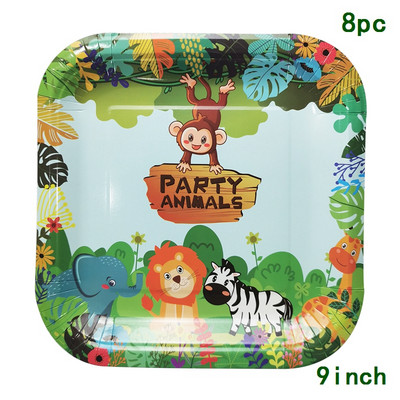 Džungļu safari Dzīvnieku tēma Orangutāns Dzenis Reklāmkarogs Tropu Augs Bruņurupuča Lapu Reklāmkarogs Daudz laimes Havaju salu dzimšanas dienas ballīšu dekori