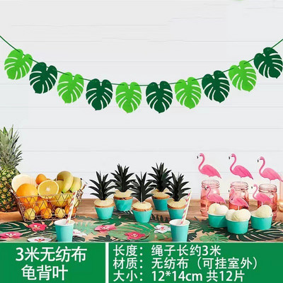 Džungļu safari Dzīvnieku tēma Orangutāns Dzenis Reklāmkarogs Tropu Augs Bruņurupuča Lapu Reklāmkarogs Daudz laimes Havaju salu dzimšanas dienas ballīšu dekori