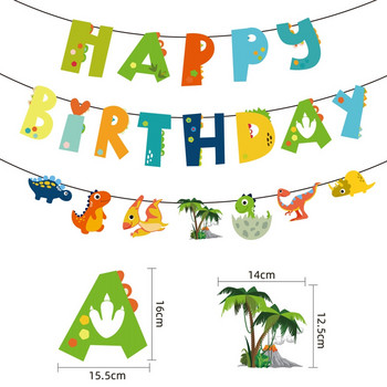 Dinosaur Happy Birthday Garland Banners Roar Dino Party Balloons Supplies Jungle Safari 1st Boy Kids Birthday Party Decorations