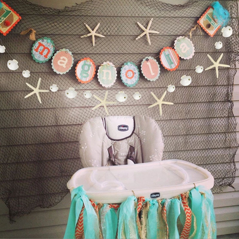 3M hawaii Luau Garland csikóhal tengeri kagyló tengeri csillag papír szalaghirdetés nyári medence születésnapi parti dekorációhoz tengerparti kagyló szalaghirdetés