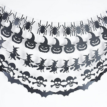 1 Σετ αποκριάτικη κρεμαστή γιρλάντα Μαύρη πορτοκαλί κολοκυθοκολοκύθα νυχτερίδα αράχνη μάγισσα πανό με κουκούτσια Happy Halloween Party Διακοσμήσεις σπιτιού