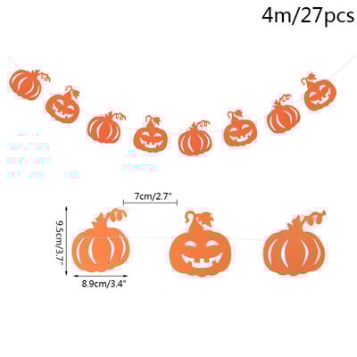 1Szett Halloween függőfüzér fekete narancssárga sütőtök denevér pók boszorkány papír sármány szalaghirdetés Boldog Halloween partit otthoni dekorációk
