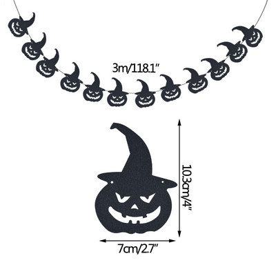 1Szett Halloween függőfüzér fekete narancssárga sütőtök denevér pók boszorkány papír sármány szalaghirdetés Boldog Halloween partit otthoni dekorációk