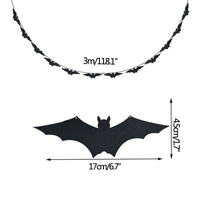 1Szett Halloween függőfüzér fekete narancssárga sütőtök denevér pók boszorkány papír sármány szalaghirdetés Boldog Halloween partit otthoni dekorációk