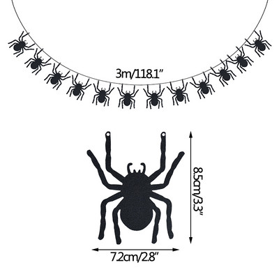 1Szett Halloween függőfüzér fekete narancssárga sütőtök denevér pók boszorkány papír sármány szalaghirdetés Boldog Halloween partit otthoni dekorációk