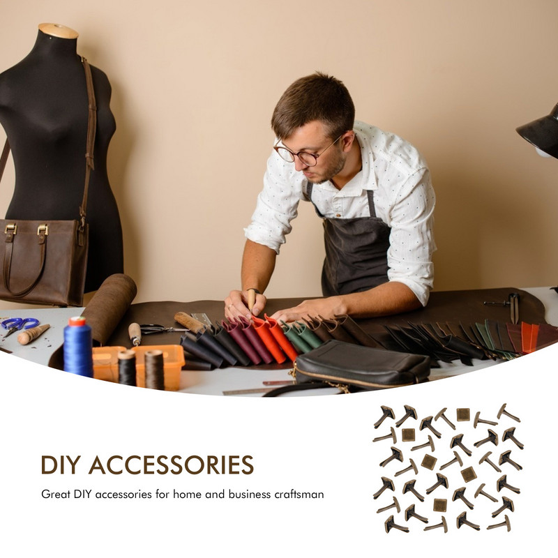 300 gab Dredi Aksesuāri Punk Apavi DIY Kvadrātveida kniedes Divu kāju Nailhead Pin Nagi Dzelzs pēda