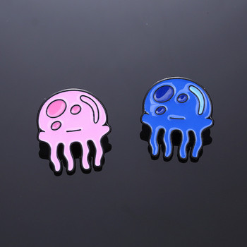 Μεταλλικές κονκάρδες Kawaii Jellyfish Μπλε ροζ καρτούν καρτούν με μέδουσες καρφίτσες ζώων Καρφίτσες για παιδιά Διακόσμηση πουκάμισου τσάντα ένδυσης για ενήλικες