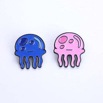 Kawaii Jellyfish Метални значки Сини розови анимационни медузи Игли Животни Брошки Деца Възрастни Дрехи Чанта Декорация на риза