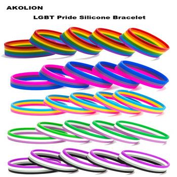 LGBT Pride Rainbow Pansexual Asexual Genderqueer Bisexual Гривни от силиконов каучук  бижута за  гривна, 1 БР.
