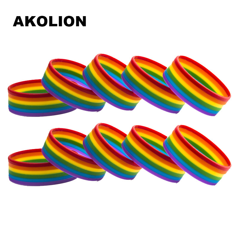 LMBT Büszkeség Szivárvány Pánszexuális Aszexuális Genderqueer Biszexuális Szilikon Gumi karkötők  csuklópánt ékszerek 1 db