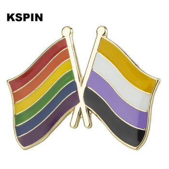 Знаме на демисексуалната гордост Сива гордост Алоромантична асексуална гордост Rainbow & Asexual Demiromantic Pride Genderfaun-флаг-голяма игла на ревера