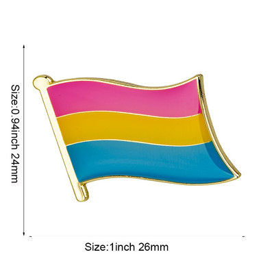 Panszexuális büszkeség fém zászló kitűző dekoratív bross tűk ruhákhoz XY0135-1