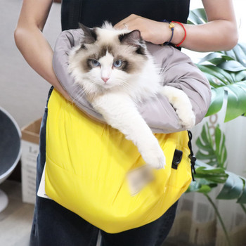 Чанта за котка за домашни любимци Зимна топла раница с едно рамо Пътуване на открито Преносим спален чувал Малко животно Куче Котка Пратеска чанта