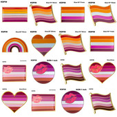 LGBT varavīksnes homoseksuāļu lūpu krāsa Skūpsts lūpa Lesbiešu lepnuma nozīmīte Lepnuma sirds formas karogs atloka piespraudes nozīmītes piespraude Piespraudes ikonas XY0633