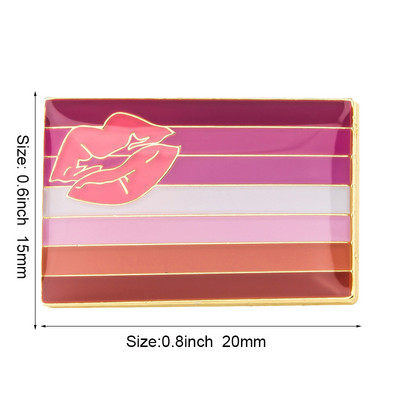 LGBT varavīksnes homoseksuāļu lūpu krāsa Skūpsts lūpa Lesbiešu lepnuma nozīmīte Lepnuma sirds formas karogs atloka piespraudes nozīmītes piespraude Piespraudes ikonas XY0633