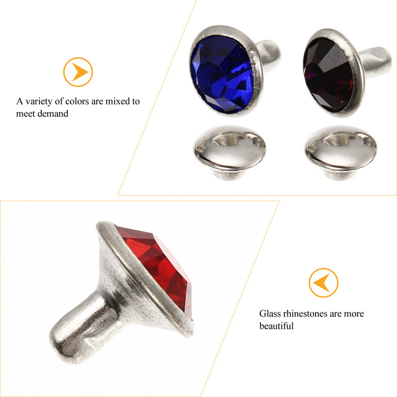 120 tk Needid Segavärvid Rhinestone Needid Naastud Kiired naelad Täpid naastud Nööbid rahakottide jaoks Kingad Käsitöö isetegemine 8mm