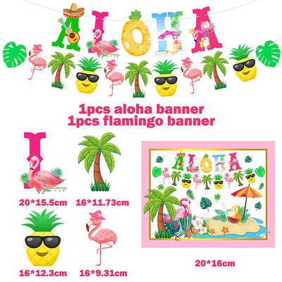 Hawaii ALOHA Daudz laimes dzimšanas dienā Reklāmkarogs Flamingo Havaju tropu ballīšu rotājumi svētku vasaras ballītei Luau Aloha ballīšu piederumi