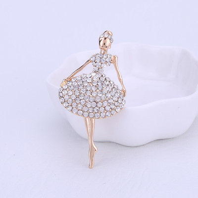Divat Exquisite balett táncos lány bross Fényes strassz Elegáns lány kristály bross ékszerekhez, parti ruhák díszítéséhez