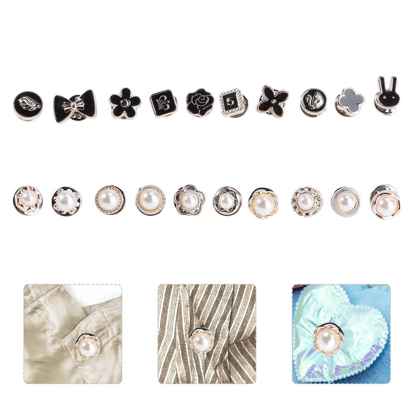 40 gab. Iešujiet pērļu pogas ar dekoratīvām apaļām metāla spiedpogām ziedu amatniecības pogām DIY PROject džemperim