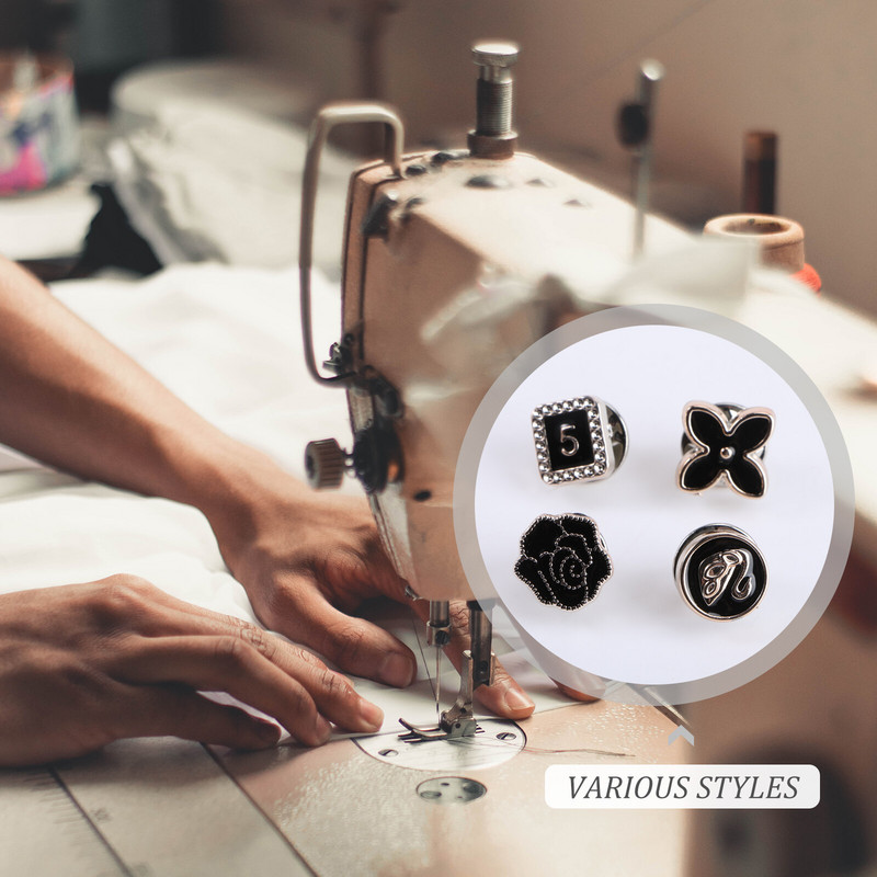 40 gab. Iešujiet pērļu pogas ar dekoratīvām apaļām metāla spiedpogām ziedu amatniecības pogām DIY PROject džemperim