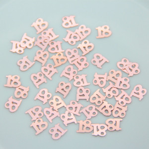 500 gab. 18. gab. — rožu zelta digitālie konfeti ar mirdzošiem dzimšanas dienas dekoriem, konfeti smidzinātāji 18. dzimšanas dienā