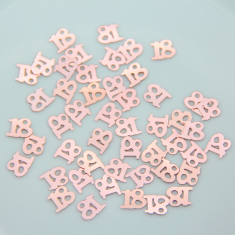 500 gab. 18. gab. — rožu zelta digitālie konfeti ar mirdzošiem dzimšanas dienas dekoriem, konfeti smidzinātāji 18. dzimšanas dienā