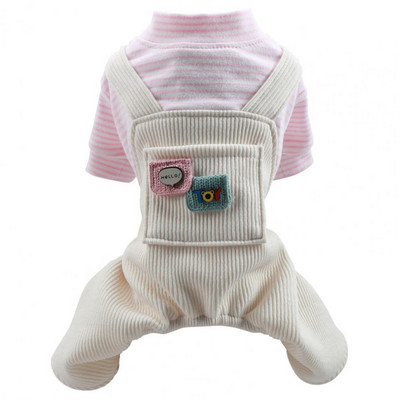 Pievilcīgs mājdzīvnieku bodijs ar kabatas tērpu, smalki izstrādāts mājdzīvnieku suns četrkājains svītrains kombinezons