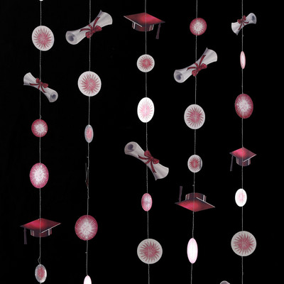 2,4 milj. zili sarkana izlaiduma bakalaura cepure, papīra vāciņa vītnes skolas svinībām 2023. gada izlaiduma ballītei, piekārts rotājums