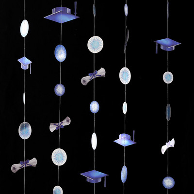 2,4 milj. zili sarkana izlaiduma bakalaura cepure, papīra vāciņa vītnes skolas svinībām 2023. gada izlaiduma ballītei, piekārts rotājums