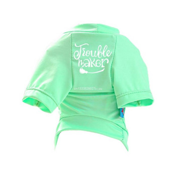 Дрехи за домашни кучета Зелени меки сладки тениски с щампа на букви Пуловер с кръгло деколте Dropship