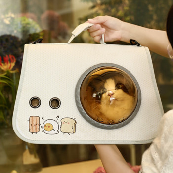 Преносима космическа капсула за домашни любимци с чанта за котка Преносима сгъваема чанта за през рамо Външна раница Cartoon Cat Dog Bag 1PC