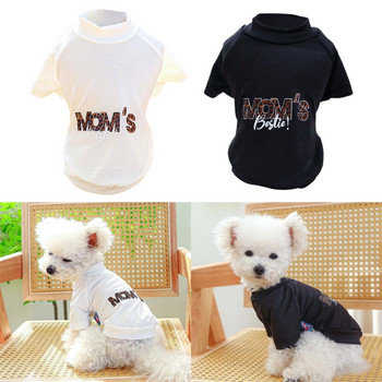 K5DC Summer Dog Tshirt with Mom\'s Bestie Print Decorations Гащеризон Разходка на открито Куче Заек Универсален гащеризон Cool Style