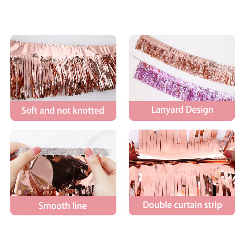 25 cm* 275 cm Dzimšanas dienas ballītes straumes, vītņu folijas pušķis Reklāmkarogs Vecmeitu ballītei Baby Shower Kāzu dekorācijas piederumi