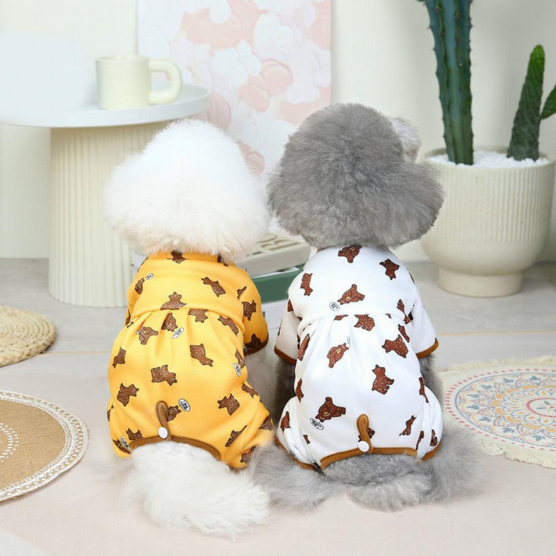 Odjeća za kućne ljubimce Mekani izdržljivi porub Slike iz crtića Udoban print malog medvjeda Održava toplinu Umotajte trbuh Četiri tajice Kostim za kućne ljubimce