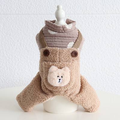 2023. őszi/téli legújabb négylábú kutyaruhák Legújabb kutya kis medve nyomtatott kétrétegű pamut párnázott vastag kutyakabátok