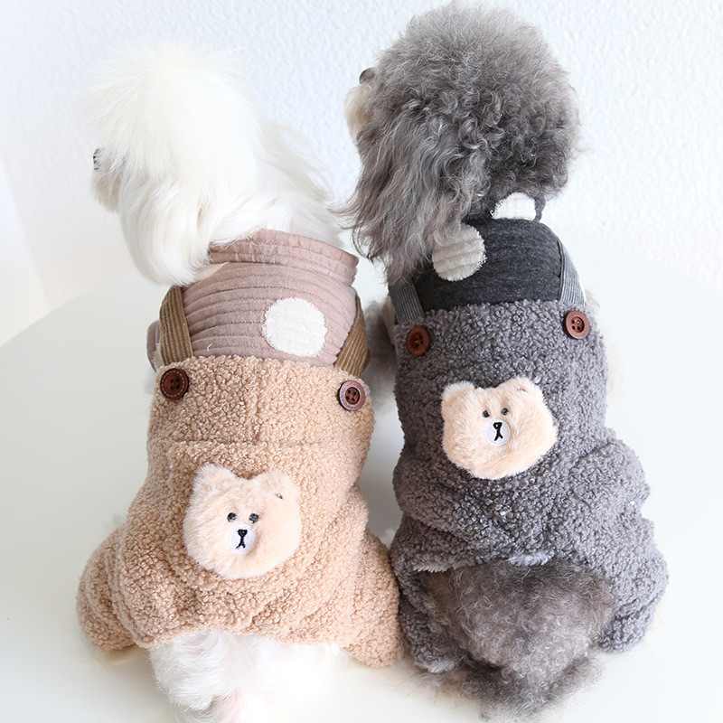 2023. őszi/téli legújabb négylábú kutyaruhák Legújabb kutya kis medve nyomtatott kétrétegű pamut párnázott vastag kutyakabátok