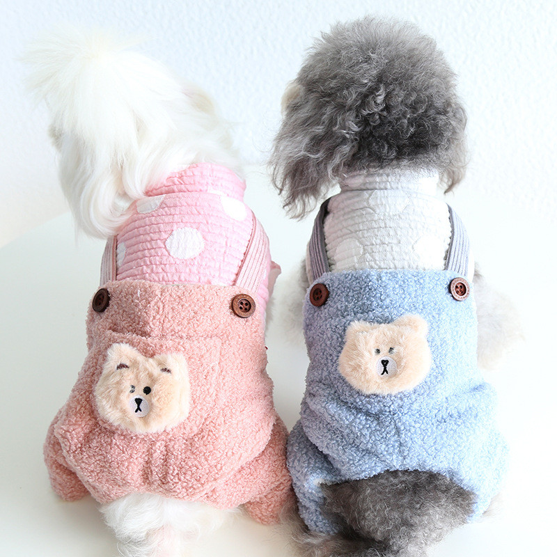 2023. őszi/téli legújabb négylábú kutyaruhák Legújabb kutya kis medve nyomtatott kétrétegű pamut párnázott vastag kutyakabátok