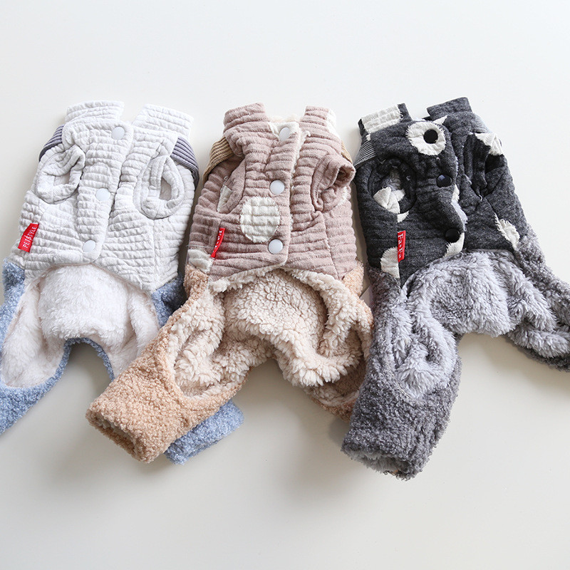 2023. őszi/téli legújabb négylábú kutyaruhák Legújabb kutya kis medve nyomtatott kétrétegű pamut párnázott vastag kutyakabátok