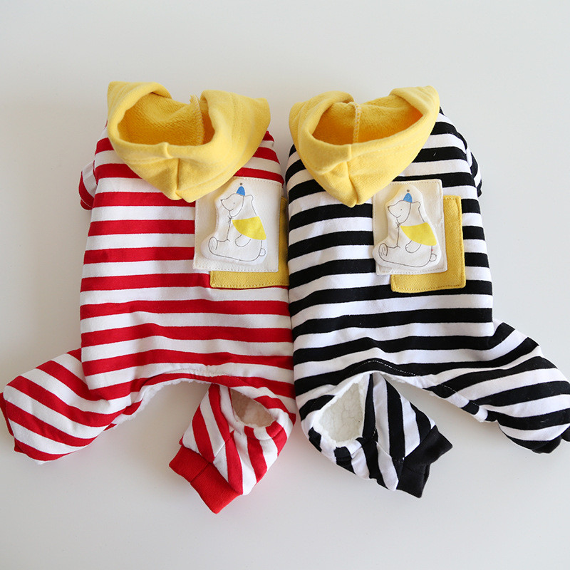 2023. gada rudens un ziemas jaunākā polārlāča kabatas dizaina svītraina apdruka Četrkājainu mājdzīvnieku apģērbs Jauki mājdzīvnieku kombinezoni suņiem