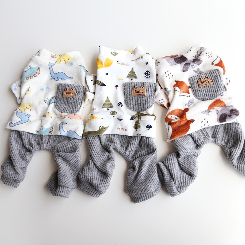 Meža mazo dzīvnieku apdruka vairākās krāsās četrkājaino mājdzīvnieku apģērbs 2023. gada rudens un ziemas mājdzīvnieku apģērbam maziem suņiem