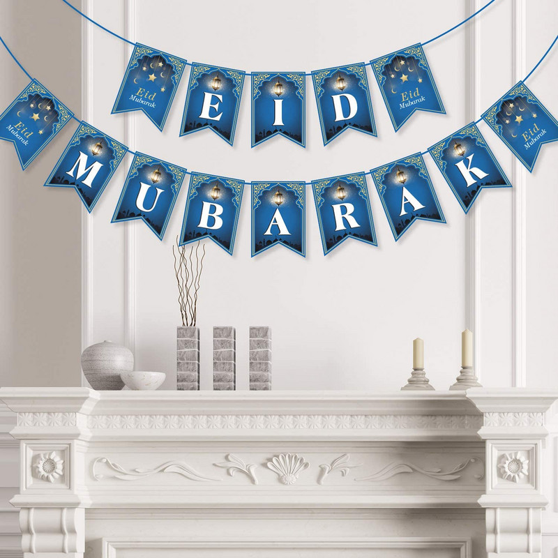 2023. aasta Eid Mubaraki sinise bänneriga peokaunistused tarvikud islami moslemi ramadaan kodudekoratsiooniga seinariip Eid al-Fitri pidu