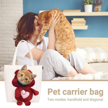 Котешка чанта за външна част през рамо Платнена чанта за котки Чанта за гърди във формата на животно Преносима котешка чанта за пътуване Изходящ туризъм
