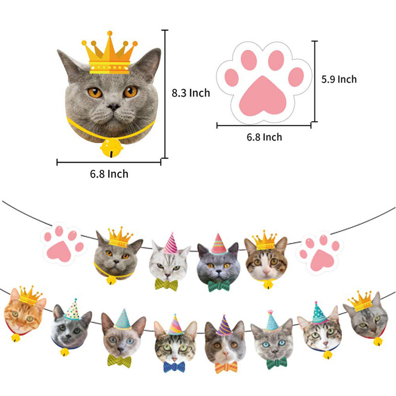 Aranyos macska Cupcake Topper Pick Rajzfilm macskafej szalaghirdetés gyerekeknek születésnapi babaváró macska cica témájú parti dekorációk