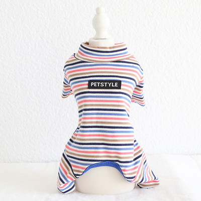 Rudens un ziemas jaunākās krāsainās kokvilnas svītrainās četrkājainās mājdzīvnieku drēbes pidžamas suņu apģērbi suņu kostīmu dizaineru suņu apģērbi