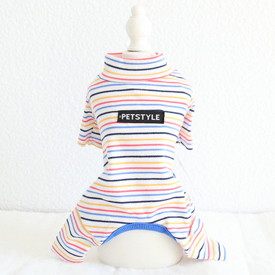 Rudens un ziemas jaunākās krāsainās kokvilnas svītrainās četrkājainās mājdzīvnieku drēbes pidžamas suņu apģērbi suņu kostīmu dizaineru suņu apģērbi